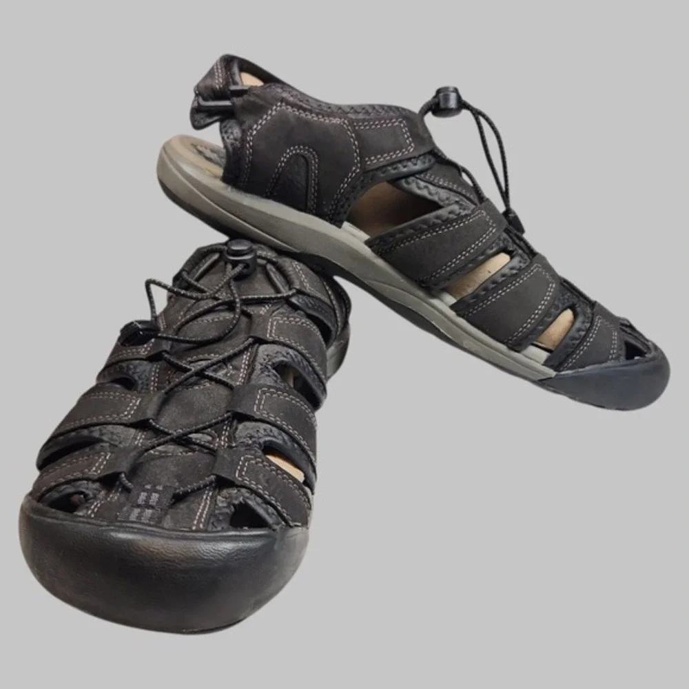 Khombu‎ Men's Travis Active Adjustable Bungee Lace Strap Sandal Black Size 12M